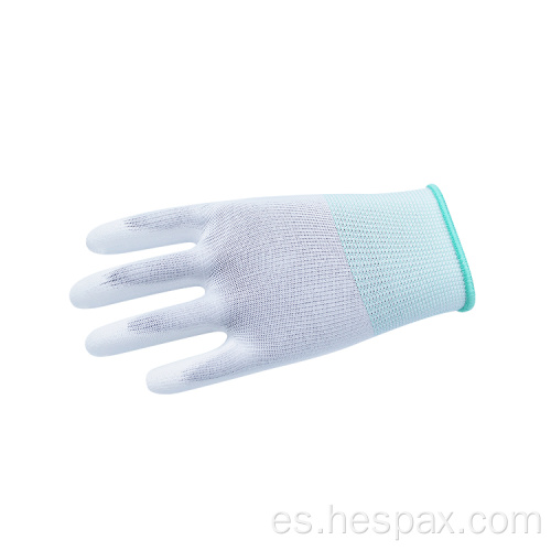 Guantes Hespax Anti-Static White Polyéster con tejido de punto PU